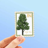 Indiana State Tree Tulip Tree Sticker - IN Vintage Stamp Decal