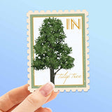 Indiana State Tree Tulip Tree Sticker - IN Vintage Stamp Decal
