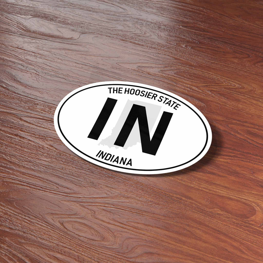 Indiana Classic White Oval Bumper Sticker - IN Midwest Decals for Car ...