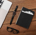 Cute Indianapolis Skyline Sticker on Journal with Laptop and Watch