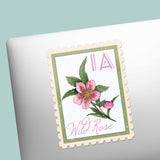Iowa State Flower Wild Rose Sticker - IA Vintage Stamp Decal