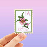 Iowa State Flower Wild Rose Sticker - IA Vintage Stamp Decal