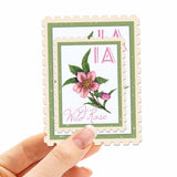 Iowa State Flower Wild Rose Sticker - IA Vintage Stamp Decal