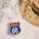 Kansas Blue Route 66 Sticker - Cool KS Vintage Highway Sign Decal