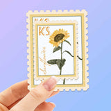 Kansas State Flower Sunflower Sticker - KS Vintage Stamp Decal