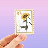 Kansas State Flower Sunflower Sticker - KS Vintage Stamp Decal