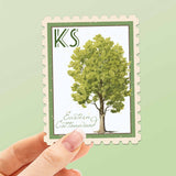 Kansas State Tree Eastern Cottonwood Sticker - KS Vintage Stamp Decal