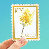 Kentucky State Flower Goldenrod Sticker - KY Vintage Stamp Decal
