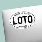 Lake of the Ozarks White Oval Decal on Laptop
