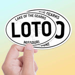 Set of 2 Lake of the Ozarks White Oval Bumper Stickers, LOTO Missouri Decals for Hydroflask Water Bottle, Cool Midwest Gift for Locals