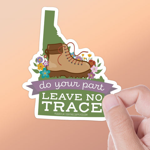 Leave No Trace Idaho Hiking Boot Sticker