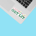 Let's Get Lit Christmas Sticker on Laptop
