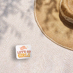 Cute Pink Disco Cowgirl Hat Sticker Outdoors on Beach Blanket