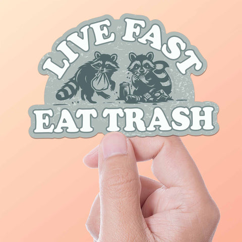 Live Fast Eat Trash Funny Raccoon Sticker