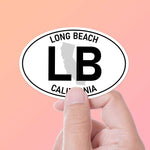 Long Beach California White Oval Sticker Small