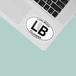 Long Beach California White Oval Sticker on Laptop