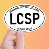 Large Longhorn Cavern State Park TX White Oval Bumper Sticker, Texas Hill Country Decal for Hydroflask Water Bottle & Laptop, Austin Gifts