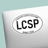 Longhorn Cavern State Park Texas White Oval Sticker on Laptop