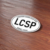 Longhorn Cavern State Park Texas White Oval Sticker on Wood