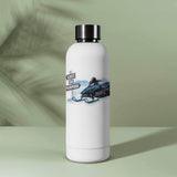 Lost on Purpose Snowmobile Sticker on white water bottle
