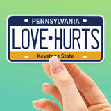 Love Hurts Philly Sports Pennsylvania License Plate Sticker