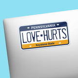Love Hurts Philly Sports Pennsylvania License Plate Sticker on laptop