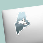 Pine Tree Snowmobile Maine Sticker on Laptop