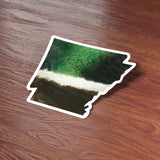 Mallard Feather Pattern Sticker on Wood Desk in Office