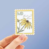 Maryland State Flower Black-Eyed Susan Sticker - MD Vintage Stamp Decal