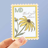 Maryland State Flower Black-Eyed Susan Sticker - MD Vintage Stamp Decal