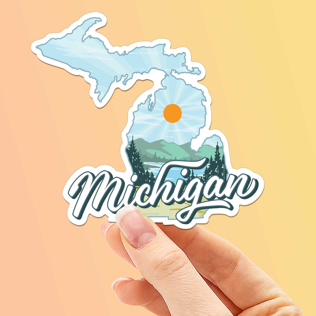 Lower Michigan Sticker Michigan Lakes Sticker for Hydroflask - Cool Midwest Explore Sticker ...