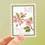 Michigan State Flower Apple Blossom Sticker - MI Vintage Stamp Decal