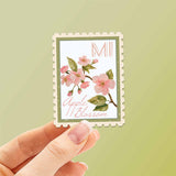 Michigan State Flower Apple Blossom Sticker - MI Vintage Stamp Decal