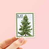 Michigan State Tree Eastern White Pine Sticker - MI Vintage Stamp Decal