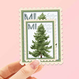 Michigan State Tree Eastern White Pine Sticker - MI Vintage Stamp Decal