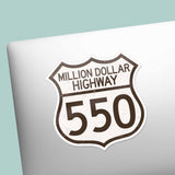 Colorado Million Dollar Highway 550 Road Sign Sticker
