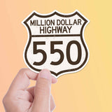 Colorado Million Dollar Highway 550 Road Sign Sticker