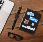 Philly Sticker Sheet Set of 6 Mini Philadelphia Decals - Wooder, Rocky, Love Park Sculpture, Liberty Bell, and Center City Skyline