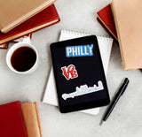 Philly Sticker Sheet Set of 6 Mini Philadelphia Decals - Wooder, Rocky, Love Park Sculpture, Liberty Bell, Soft Pretzel, and Center City Skyline