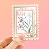 Minnesota State Flower Lady's Slipper Sticker - MN Vintage Stamp Decal