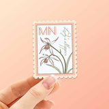 Minnesota State Flower Lady's Slipper Sticker - MN Vintage Stamp Decal