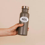 White Oval Minnesota Decal on Water Bottle