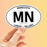 Minnesota White Oval Bumper Sticker Large Size