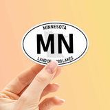 Minnesota White Oval Bumper Sticker Small 