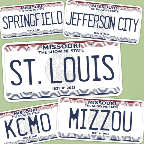 Missouri License Plate Sticker Collage