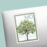 Missouri State Tree Flowering Dogwood Sticker - Vintage Stamp Decal