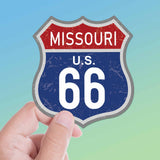 Missouri Blue Route 66 Sticker - Cool MO Vintage Highway Sign Decal