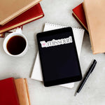 Cute Missouri Heart Sticker on Kindle eReader Tablet with Books and Coffee Mug