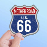 The Mother Road Blue Route 66 Sticker - Cool Vintage Highway Sign Decal