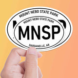 Set of 2 Mount Nebo State Park Arkansas White Oval Bumper Sticker - Fort Smith Conway AR Decal for Hydroflask Water Bottle & Laptop - Southern Gifts